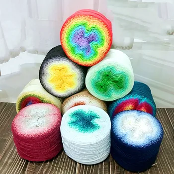 100% algodão Orgânico mistura de fios de 220 g gradiente de cor bolo thread DIY mão-cachecol tecido xale e saia do arco-íris