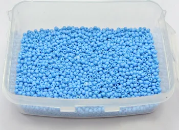 10000 Vidro Opaco Missangas de 1,5 mm (15/0) Céu Azul + Caixa de Armazenamento