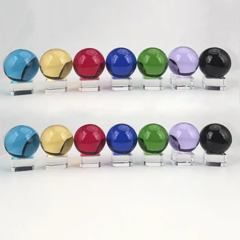 100mm Rodada Magia Artificial Vidro de Cristal de Cura Bola Esfera de Pedra com Base Presente Ideal para Decoração e Ornamento