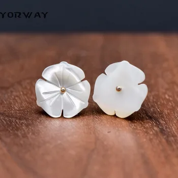 10pcs Mãe Branca do Pearl Shell de Flores de 15mm, Centro Perfurado Esculpida MOP Flor Pérola (#V1197)