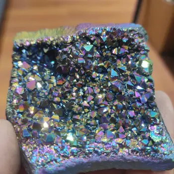 1pcs Natural de Cristal Colorido Cluster Galvanizados Mineral Amostra de Cura Pedra Decoração da Casa do artesanato de pedra ornamento