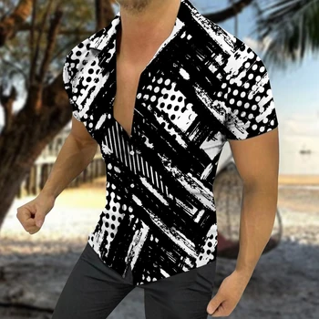 2022 Camisa Havaiana Viagem Ocasional de Camisa de Manga Curta de Alta Qualidade em Roupa masculina Botão de Camisa EUA Tamanho S-4XL Manga Estilo de Gola