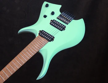 2022 Espalharam trastes 7 Cordas Sem cabeça, a Guitarra Elétrica Pérola cor verde Assado Wenge Pescoço Ergonômico
