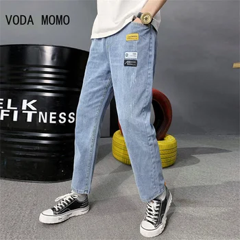 2022 Primavera Verão Nova-coreano Baggy Jeans Homens de Jeans Hip Hop e Streetwear Preto Corredores de Jean Calças de Harém Masculino Oversize 3XL
