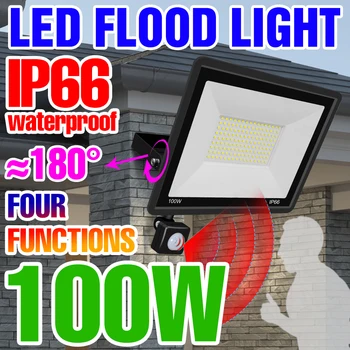 220V LED Refletor Projectores de 100W IP65 Waterproof a Iluminação Exterior, Jardim do Projector do DIODO emissor de Movimento de PIR Sensor da Parede Exterior da Lâmpada