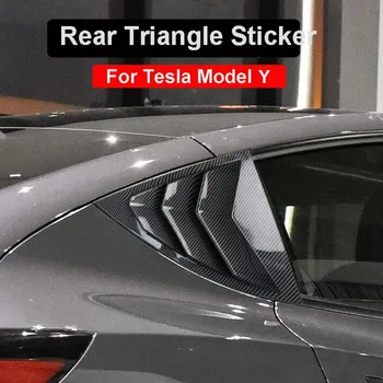 2PCS para Tesla Model Y Traseira do Carro da Janela Triângulo Adesivo de Exterior em Fibra de Carbono Adesivo do Obturador Decoração Modificado Accessrories