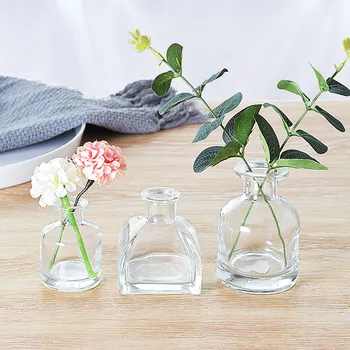 5pcs de Vidro Transparente Yurts Frascos de Perfume Hidropônico de Plantas Aromaterapia Garrafa de Vidro de Vime Difusor de Garrafa para a Decoração Home
