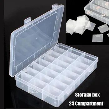 A vida Essencial De 24 Compartimento de Armazenamento de Caixa de Prática Ajustável Plástico de Caso para a esfera Anéis de Exibição de Jóias Organizador