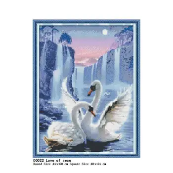 Agulha de Diamante Pintura Animal Amor de swan, Ponto de Cruz, 5D DIY de Diamante, Cheia de perfuração Bordado na Ornamentação do Agregado familiar de Imagem