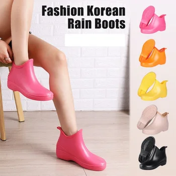 Aleafalling Mulheres Botas de Chuva Senhora Deslizar Sobre Impermeável Senhora Sapatos Primavera Quente Engrossar Fina, à prova de chuva Tornozelo Exterior Menina de Sapatos
