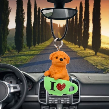 Automóveis Interior Criativo DIY Ornamentos Espelho Retrovisor Decoração Adorável Cão Pingente Guarnição Estilo Acessórios Presentes de natal