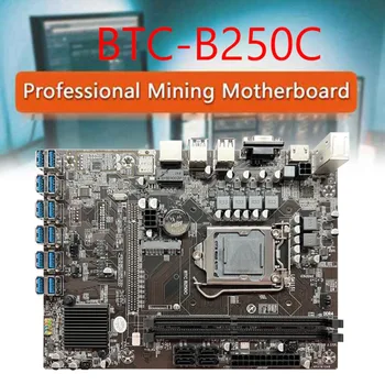 B250C BTC placa-Mãe 12GPU PCIE para USB3.0 Slot+G3930 CPU+4PIN para SATA Cabo+Ventilador de Refrigeração LGA1151 ETH Mineiro placa-Mãe 4