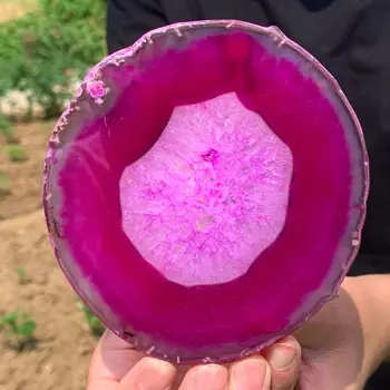 Bela Rosa Natural Ágata Fatia De Cristal De Quartzo De Energia Pedra Mineral A Decoração Home