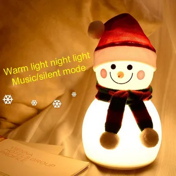 Boneco de neve do natal luz da Noite Para o Childern Bonito Presente Pat Ajustável da Lâmpada do DIODO Com o Modo de Música de Brinquedo Quarto Derocation Acessórios