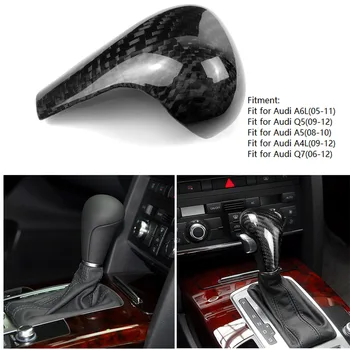 Botão de Mudança de marcha de Cobertura de Cabeça de Fibra de Carbono, Etiqueta, Guarnição Para Audi A6 A6L A4 A4L, A5, Q5 Q7 Movimentação da Mão Esquerda