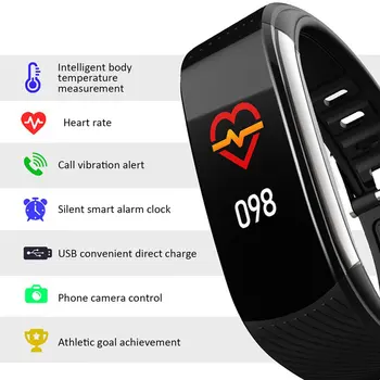 C6T Smart Watch Homens Mulheres Impermeável Pulseira de Temperatura do Corpo Monitor Smartwatch de Fitness Pulseira para IOS, Android Telefone