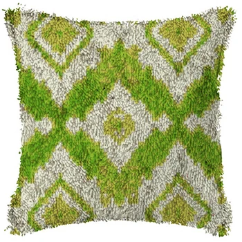 Cartoon de folha Verde Cruz StitchLatch Gancho Almofada Bordado 42CM 42CM Kit Travesseiro Tapete de DIY Agulha de Crochê Artesanato