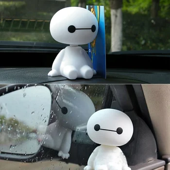 Cartoon De Plástico Baymax Robô, Balançando A Cabeça A Figura Do Carro De Ornamentos Auto Decorações De Interiores Grande Herói Boneca Brinquedos Ornamento Acessórios