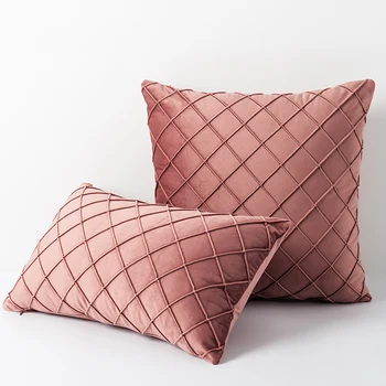 Casa de luxo cintura travesseiros caso de compressão de barras, rhombic de cabeceira capa de almofada, rhombic lattice de veludo fronha