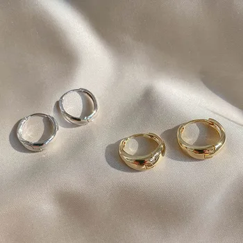 Cor prata Arco Brincos para Mulheres, Pequenos e Simples Círculo Retro Ouvido Anéis Steampunk Acessórios Vintage Jóias Presentes
