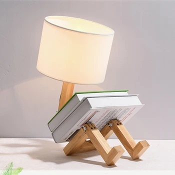 Criativo Robô em Forma de Tabela Luzes da Sala de estar de Madeira Flexível LED Lâmpadas de Tabela Nórdico de Trabalho Moderno de Aprendizagem Interior