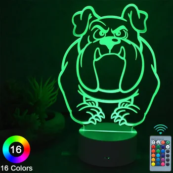 Cães LED 3D Luzes da Noite Toque de Controle Remoto Novidade Tabela Lâmpada de Mesa de Decoração de Quarto de Natal, Presente de Aniversário-Nº 481