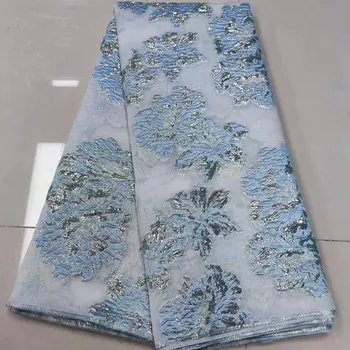 Céu Azul Africana Tecido de Renda 2021 Tecido Diy Vestido Africano Douramento do Laço de Tecido Tecido Tecido do Laço Vestido de Festa de Casamento AJ4722