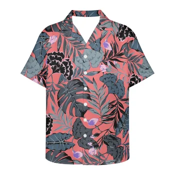 Deixa de Padrão masculino Havaianas Camisas de Harajuku Oversized Camisa de Moda Impresso manga Curta Praia Topo Tee Roupas masculinas Camisa