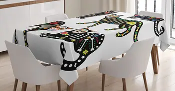 Design de Açúcar Crânio Calavera Ornamentado os Gatos Pretos em Estilo Mexicano Feriado Do Dia dos Mortos Tampa de Tabela Personalizado