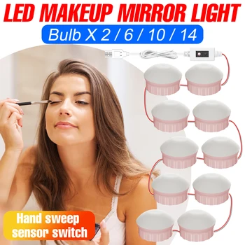Dimmable Espelho de maquilhagem Lâmpada do DIODO emissor de Cosméticos Lâmpada USB Vaidade Maquiagem Leve penteadeira na Parede da Lâmpada de Iluminação do Banheiro, 2 6 10 14pcs