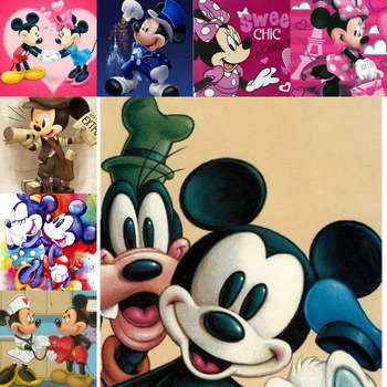 Disney DIY Bordado de Diamante dos desenhos animados do Minnie do Mickey Mouse Diamante Pintura Rodada de Ponto de Cruz, Kits de Mosaico de Natal Decoração da Casa