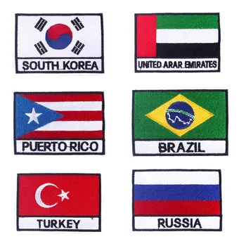 DIY Bandeira Nacional Patches de desenhos animados Patch Bordado de Ferro Em Patches Para Roupas de desenho animado Rússia/Brasil Adesivo Emblema Jaqueta de Patch