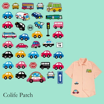 Dos Desenhos Animados Mini Carros De Ferro Sobre O Adesivo De Crianças T-Shirt De Transferência De Calor De Um Nível Lavável Diy Roupas Decoração De Vinil Patches De Moda