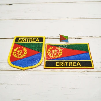 Eritreia Bandeira Nacional Patches De Bordados Emblema Do Escudo E De Forma Quadrada, O Pin De Um Conjunto Sobre O Pano Braçadeira De Mochila De Decoração
