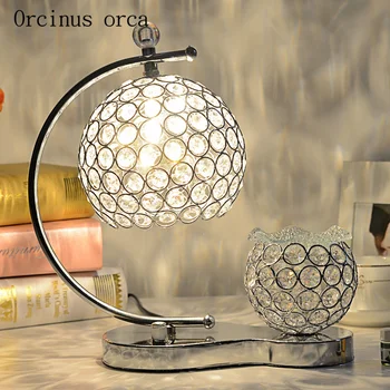 Europeu de luxo de cristal da lâmpada de mesa quarto lâmpada de cabeceira personalidade criativa aromaterapia cor DIODO emissor de luz de cristal da lâmpada de mesa