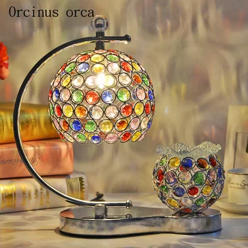 Europeu de luxo de cristal da lâmpada de mesa quarto lâmpada de cabeceira personalidade criativa aromaterapia cor DIODO emissor de luz de cristal da lâmpada de mesa 3
