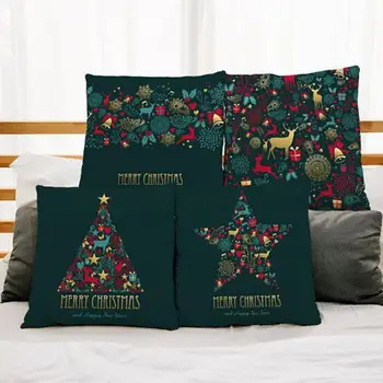 Feliz Natal Cartoon Impresso Flanela Capas de Almofadas capa de Almofada 45x45cm (travesseiro Recheios Não Incluído)