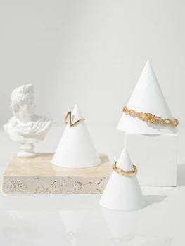 Gesso Branco Anel De Exibição Cone Anéis De Suporte De Exposição De Exibição De Jóias Titular