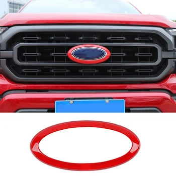 Grade dianteira Center Emblema Emblema do Anel de Tampa para a Ford F150 2021 2022 Acessórios ,Sem a Câmera ABS Vermelho 1