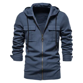 Homens de Ajuste Fino casaco de lã de Cor Sólida Bolso Decorativo Moda, Cor contínua Simples Camisa de Manga Longa