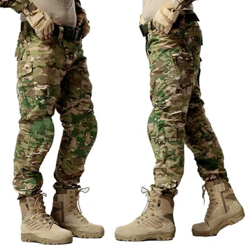 Homens de Camuflagem, Táticas Calças Cargo ao ar livre, Caminhadas Trekking Exército Macacão SWAT Uniforme Militar de Combate Multi-Bolso Calças