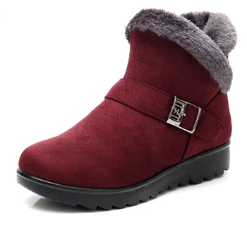 Inverno de Pele de veludo Curto Quente Botas de Neve Plus Size Plataforma de Mulheres Ankle Boots com Zíper Sapatos de Camurça para as Mulheres FreeE1242