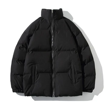 Inverno, homens e mulheres parka de moda quente de rua casal de algodão casaco jaqueta de cor sólida stand colarinho permeável grossa camada de 2022