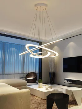 LED moderna Restaurante Lustre de Sala de estar Rodeado de Ramo em Forma de Luxo Brilhante Tempo de Preto Branco Suspenso de Luz com controle Remoto Con