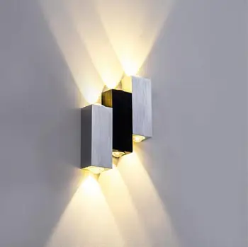 LED Quadrado para Cima e para Baixo Luzes de Parede de Luz, o Corpo em Alumínio LED Lâmpadas de Parede para o Quarto , Moderno Candeeiro de Cabeceira Decoração Luz Interior 0