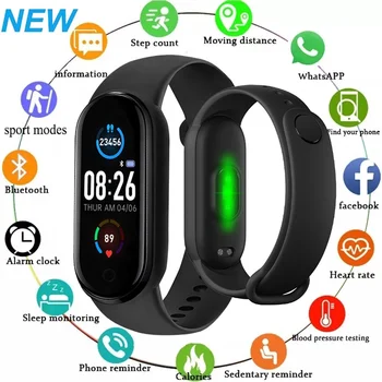 M5 Inteligente Pulseira De Relógio De Esportes Transmissor De Fitness Mulheres Homens Digital De Pulso, Monitor De Ritmo Cardíaco Saúde Relógio Para Android