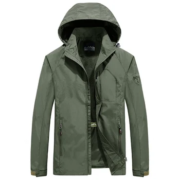 Marca jaqueta Militar de Moda com Capuz Gola do Blusão de Cor Sólida Outono Pelagem Seca Rápido, Casacos de homem Tamanho M-5XL