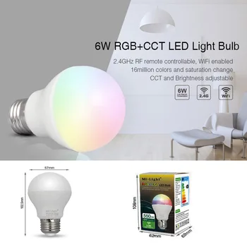 Mi Luz FUT014 E27 6W RGB+CCT led bulbo lâmpada inteligente de aplicativos para celulares WIFI AC85V-265V escala de diodo emissor de luz branco quente Emissor de Lampada Luz