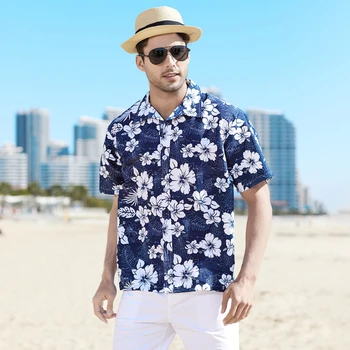 Moda Mens Camisa Havaiana Masculino Casual Impressos Coloridos Praia Aloha Camisas De Manga Curta Tamanho Plus Camisa Hawaiana Hombre