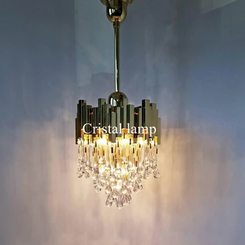 Moderna Luminária De Led Iluminação Interior De Entrada Vidro De Cristal De Lustre De Ouro